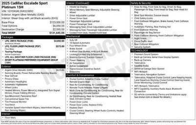 2025 Cadillac Escalade 4WD Sport Platinum