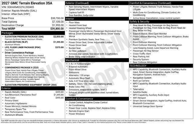 2027 GMC Terrain FWD Elevation