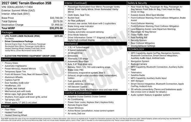 2027 GMC Terrain AWD Elevation