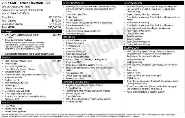 2027 GMC Terrain AWD Elevation
